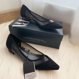 ZARA Flat Sepatu Import Contrast Vinyl Ballet Flats Hitam