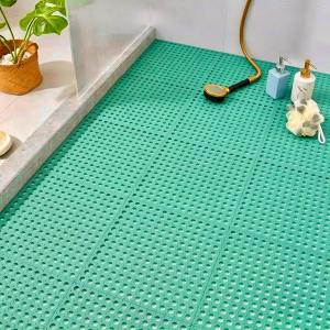 TIMSOT 31x31CM Bath Mat Non-Slip Bathroom Mat PVC Waterproof Mat Shower Mat DIY Bathroom Square Floor Mat Mesh Drainage Mat