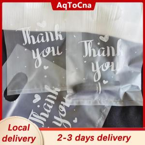 [COD] AqToCna Ship within 24 hours 100Pcs Mini Thank you Plastic Gift Bags Wedding Candy Bags Shopping Carrier Bags