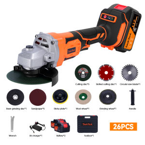 TASKTOOL 4Inch Cordless Angle Grinder With 100mm Cutting Disc Rechargeable Polishing Grinding Machine Angle Grinder With Toolbox