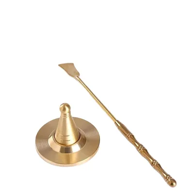 Pure copper incense cone cone incense DIY incense powder maker mold aromatherapy burner three-piece set (mini incense burner set incense spoon + cone mold + base) home indoor incense ceremony supplies.