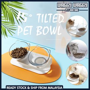 WaggyWaggy Tilted Cat Food Bowl Pet Feeding Water Pet Supplies Mangkuk Kucing Kucing BO0001