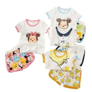 Little Baby Girl Boy Set Cartoon Set Winnie The Pooh Mickey Mouse Kids Set Shirt + Pants Cute Kids Set Miki Mouse Cotton Material 1-6 Years Old Ready Stock Soft Material For Kids Short Sleeve and Short Pants Kids Minnie Elsa Breathable Clothes Frozen