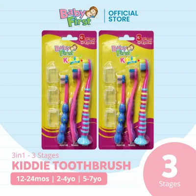 Baby First Kiddie Toothbrush 1-7 Years Old - 3 Stages x 2 Packs