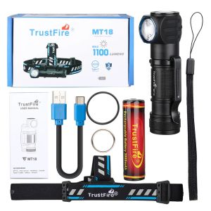 Trustfire MT18 1100lm LED Headlamp USB Rechargeable 180° ° Headlight Powerful Waterproof Head Torch with Magnetic Tail Flashlight Headlamp