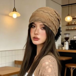 SKJK Đàn hồi Mũ turban ren hoa Thoáng khí Thêu Mũ hóa trị ung thư Thời trang Nhẹ Mũ trùm đầu Xuân Hè