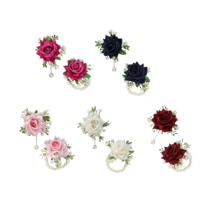 Elegant Rose Bridal Wrist Corsage and Boutonniere Set for Wedding Ceremonies for Wedding Graduation and Event