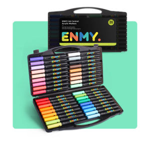 ENMY กล่องสีดํา 60 สีอะคริลิค Marker Soft Tip ปากกาสีวาดระบายสีภาพวาด Art ปากกา