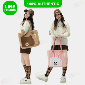 ของแท้ 100% กระเป๋าสะพายไหล่ลายการ์ตูน Line Friends สำหรับผู้หญิง สไตล์นักศึกษา ลำลอง ความจุขนาดใหญ่ สีน้ำตาล Cony ของขวัญวันเกิด LFB48/LFB1/LFB15/LFB3