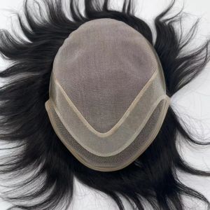 MONO Front Lace Durable Men Toupee Breathable Male Wigs 100% Human Hair Systems Natural Wig 6" Hair Invisible Hairline Replacement Natural Looking Straight