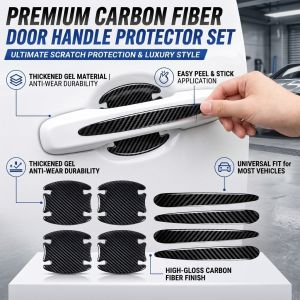 Carbon Fiber Car Door Bowl Scratch Protector Universal Door Edge Guard Anti Scratch Decal Epoxy Resin Texture Car Exterior Body Protection Sticker