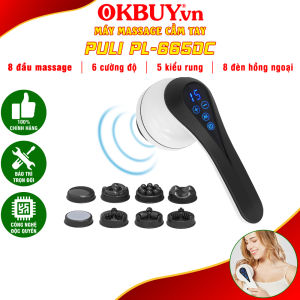Máy massage bụng cầm tay máy massage cầm tay máy đấm lưng Puli PL-665DC - 8 đầu matxa độc đáo 5 kiểu rung và 6 mức cường tùy chỉnh pin sạc|OKBUY