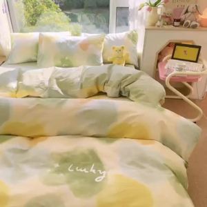 ins风四件套被套罩春季纯水洗棉床单学生宿舍单人三件套床上用品INS gaya empat keping selimut spring pure washed cotton bed sheets asrama pelajar satu katil tiga keping
