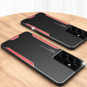 LANLIN For Samsung Galaxy S21 Plus Samsung Galaxy S21 Ultra Samsung Galaxy S21 FE Phone Case Metal Frosted Back Shell Soft TPU Frame Casing Ultra-thin Anti-fall Aluminum Cover For Samsung S21 Phone Case