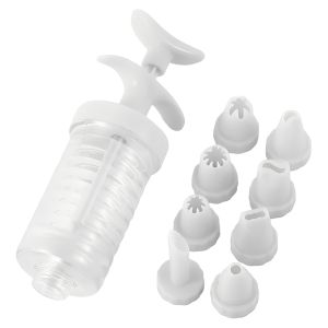 8 Pcs Cake Piping Kit Icing Dispenser Tool Dessert Decorator Pro with 8 Nozzles for Pushes Icing to Decorate Baked Cake Decorating Kit for Frosting Cream to Make Cupcakes