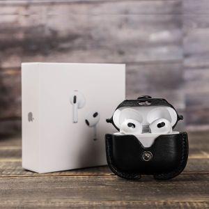 Genuine Leather Cover For Airpods 3 Leather Case With Hook Bluetooth Wireless Funda Charging Box Airpod Accessories