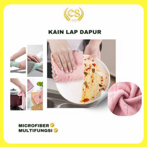 CS  Kain Lap Dapur C225 Kain Lap Piring Anti Minyak Bahan Coral Fleece Microfiber Serap Air Murah