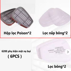 Trọn Bộ Mặt Nạ Bộ mặt nạ phòng độc 6200 và phun thuốc sâu Mặt nạ khí đồ trang trí tranh Mỏ Than khí hóa học Mặt nạ bảo vệ hàn điện Mặt nạ chống bụi hộp đôi