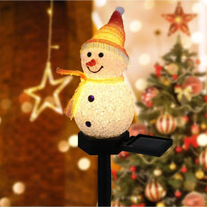 Outdoor Solar Snowman LampChristmas LED Stake Light for Garden PathwayWaterproof Lawn Landscape Lighting DecorationHoliday