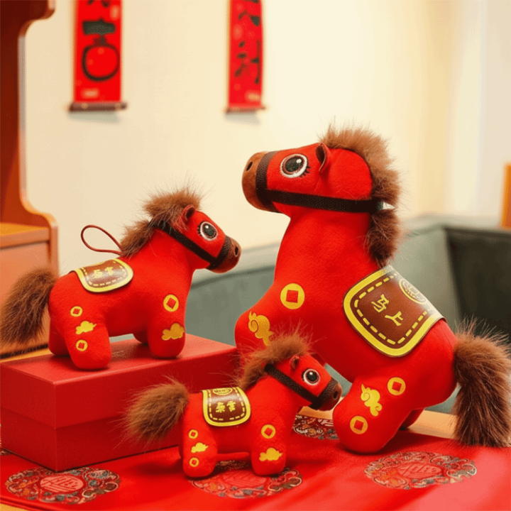 TRANQUIL HUT cny decoration 2026 新年装饰品摆件 马年装饰品 Red Horse Plush Toys ...