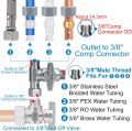 Brass Angle Stop Add-A-Tee Valve for TOTO Washlet Bidet and Handheld Sprayer, 3/8 Inch Compression Shut Off 3 Way Diverter Connector, 3/8"x3/8"x3/8" or 1/2" Toilet T Adapter. 