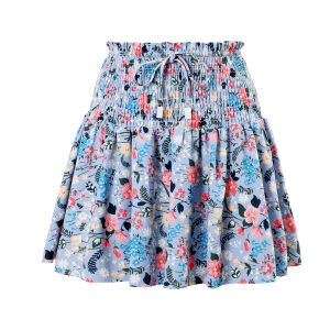 Vintage printed swimsuit conservative one-piece swimsuit womens large polyester printed skirt