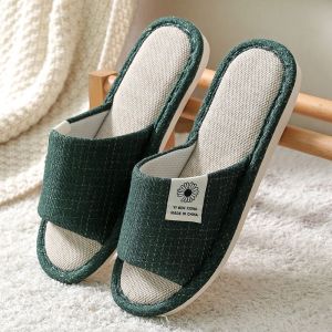 Japanese style fashion Linen soft bottom home wooden floor antiskid slippers for women indoor shoes