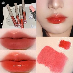 Student Party Double Head Mirror Water Glossy Highcolor Lip Makeup Set