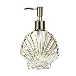 IUTRE Kính Bình đựng xà phòng hình vỏ sò 400ml Loại báo chí Chai xà phòng rửa tay Hiện đại Chống rò rỉ Chai đựng kem dưỡng dạng lỏng Hộ gia đình