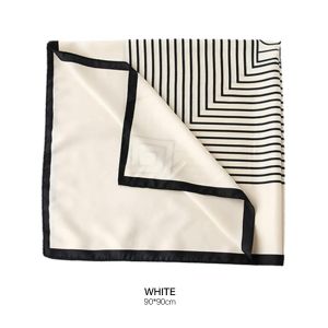 Vintage 100% Silk Scarf Women Large Square Shawl Hair Wrap Striped Pattern White Black 90CM Ladies Elegent Large Quare Scarf Soft Shawl Geometry Wrap Hijab Women Travel Bandana Foulard Neckerchief Imitated Silk Square Square Scarf Women Luxury Stripes