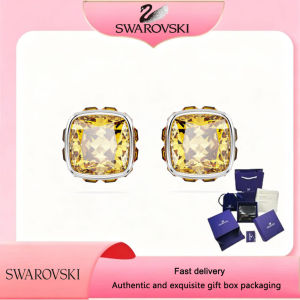 【Official Store】Swarovski (New) S925 sterling silver yellow gemstone square cut November Birthstone stud earrings