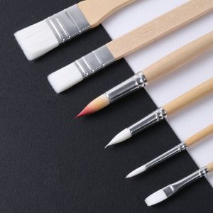 GIORGIONE Art Paint 3/6pcs Painting Brush Set Different Shape Professional Nylon Hair Brushes Portable Flat Tip Head Watercolor Gouache Oil Brush Set Student