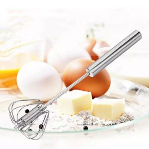 Manual Egg Beater Hand Rotating Whisk Push Whip Egg Beater Mixer Stainless Steel