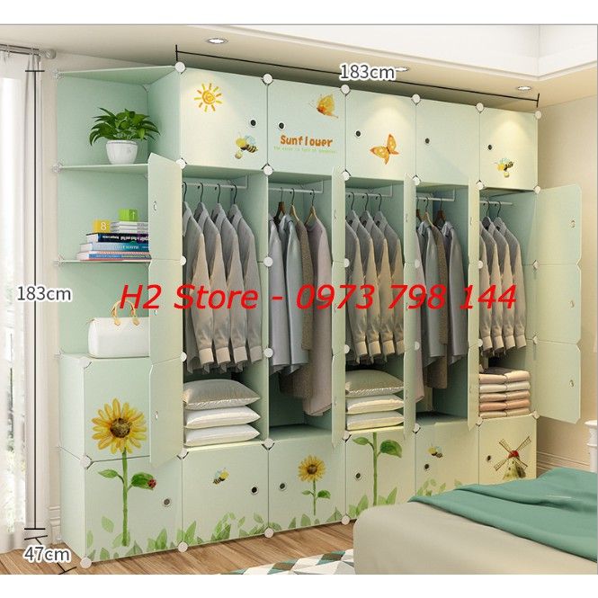 TỦ NHỰA LẮP GHÉP 30 Ô (GỒM 3 KỆ) CỐM HOA HƯỚNG DƯƠNG ĐỂ QUẦN ÁO ĐA NĂNG ...
