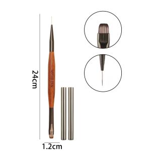 Dorisna ศิลปะการทำเล็บสองหัวแบบแปรงด้ามไม้ภาพวาดลวดลายไล่ระดับสีกวาดเครื่องมือปากกาแต่งเล็บที่เฉพาะเจาะจง