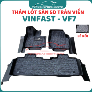 Thảm lót sàn NHỰA 5D - Vinfast VF7 đúc nguyên khối tràn viền bậc chân Nhựa không mùi- 3 tấm/bộ - 2 HÀNG