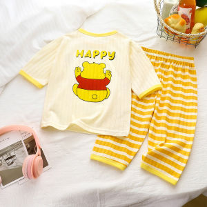 ชุดเสื้อผ้าเด็กที่บ้านผ้าฝ้ายฤดูร้อนใหม่ชุดนอนเด็กเสื้อผ้าเด็กที่บ้านเสื้อผ้าเด็กผู้หญิงเครื่องปรับอากาศเสื้อผ้าเด็กเสื้อผ้า