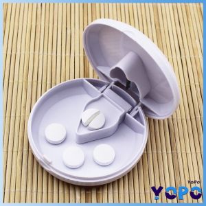 YP Square Round Transparent Pill or Tablet Cutter with Medicine Storage pill box