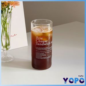 YoPo Transparent High-Quality Borosilicate Glass Water Cup 400ml Lightweight and Portable