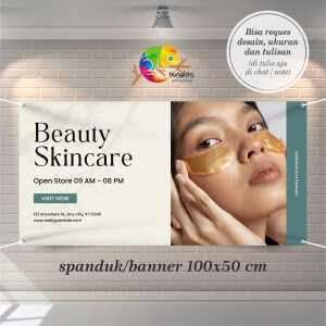 Cetak Spanduk Banner Beige Minimal and Modern Beauty Skincare