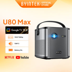 BYINTEK U80 Max DLP Smart Projector Google TV Support 4K Full HD Google Voice Assistant Home Cinema Day or Night Still Bright With 10W*2