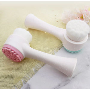 Double Sides Facial Cleanser Brush Silicone Brushes Deep Clean Manual Wash Face Tools (A)