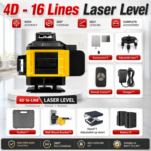 【Local shipping】DEKES NEW 12 16 Line 3D 4D Laser Level Green Light Cross Self-Leveling Rotary lazer level360°Rotate
