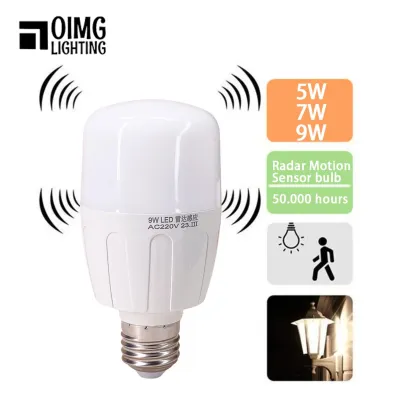 E27 220V Radar Motion Light Corridor Sensor LED Globe Night Lights Bulb 5W 7W 9W