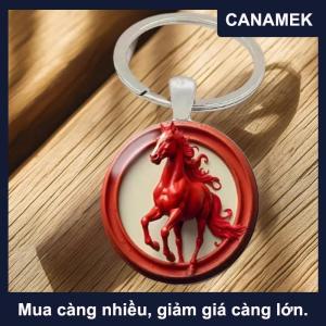【CANAMEK】 Năm hoàng đạo của mô hình con ngựa tròn Keychain Ba lô Mặt dây chuyền quà tặng trang trí