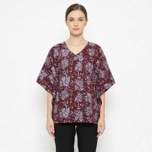 Exclusive Blossom Poncho (Free Size) - 100% Genuine Handmade Batik - Hand-Stamped