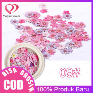 50 Pcs/Set Stiker Nail Art UV Gel Polish Desain Bunga Kering 3D Aneka Warna Untuk Dekorasi Manicure Nail Art Diy
