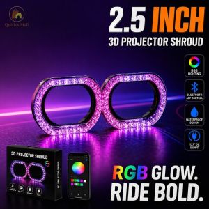 Rgb Bluetooth App Control Led Angel Eye Shroud Headlight Projector Universal For Motorcycle Car