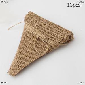 [COD] YUNZE 13ธงวินเทจปอกระเจาผ้ากระสอบแบนเนอร์ธงสำหรับงานแต่งงานงานเลี้ยงอุปกรณ์สำหรับงานเฉลิมฉลองงานเลี้ยงแบนเนอร์ตกแต่ง