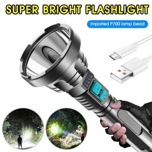 Powerful XHP50 LED Flashlight Tactical Torchlight Built-in 18650 Battery USB Rechargeable LED Torch Lamp Ultra Bright Lantern